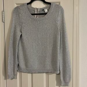 Sweater metallic silver Divided size 8  L/S zip back neck 2 side vent